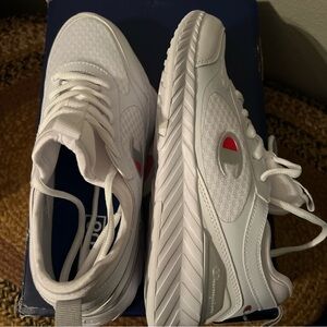 Champion White Athletic Shoes with Red Accents